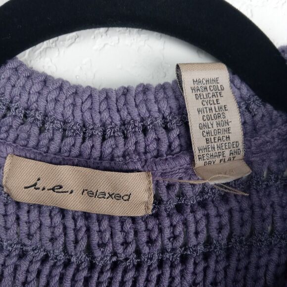 Cardigan Sweater Women's XL Lavender Purple One Button Chunky Knit Grandmacore - Picture 4 of 15